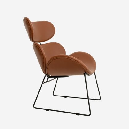 Cazar Leather Armless Chair, Brandy