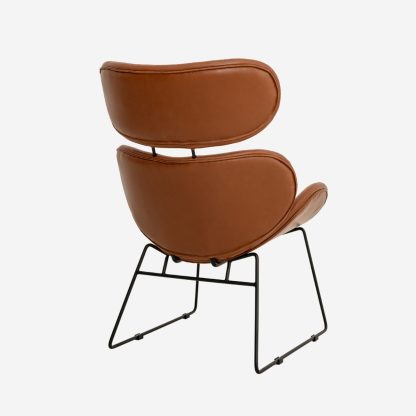 Cazar Leather Armless Chair, Brandy