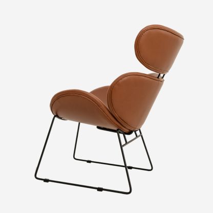 Cazar Leather Armless Chair, Brandy