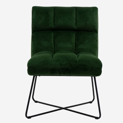 Alba Velvet Armless Chair, Velvet Green