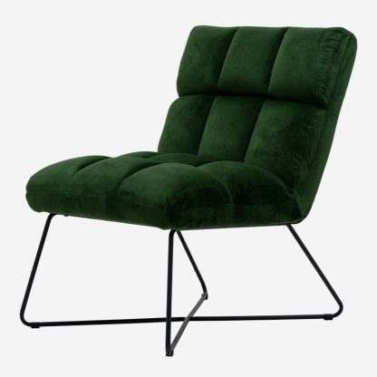 Alba Velvet Armless Chair, Velvet Green