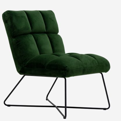 Alba Velvet Armless Chair, Velvet Green