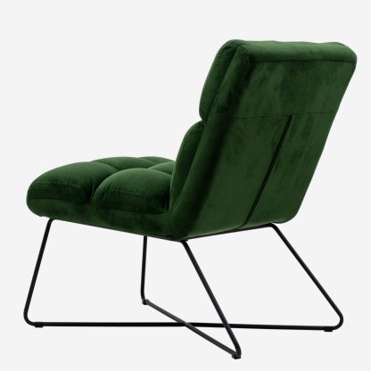 Alba Velvet Armless Chair, Velvet Green