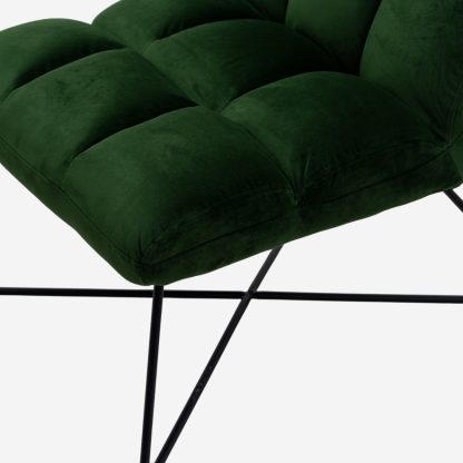 Alba Velvet Armless Chair, Velvet Green