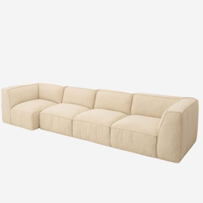 Fairfield Sectional Corner Sofa With Left Chaise Lounge, Cream