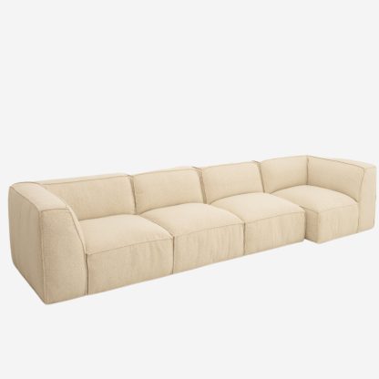 Fairfield Sectional Corner Sofa With Right Chaise Lounge, Cream