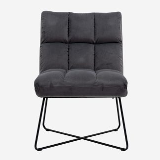 Alba Armless Chair, Velvet Grey