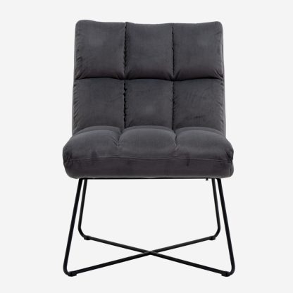 Alba Armless Chair, Velvet Grey