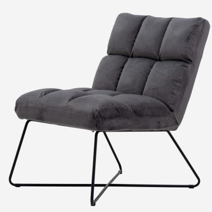 Alba Armless Chair, Velvet Grey