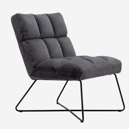 Alba Armless Chair, Velvet Grey