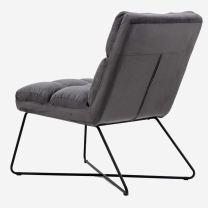 Alba Armless Chair, Velvet Grey