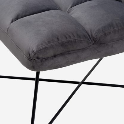 Alba Armless Chair, Velvet Grey