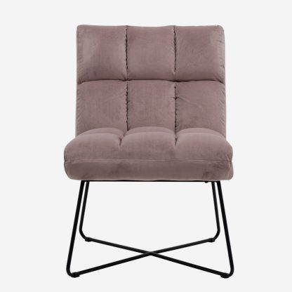 Alba Velvet Armless Chair, Velvet Pink