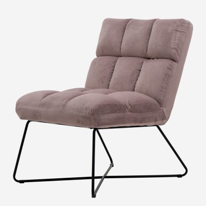 Alba Velvet Armless Chair, Velvet Pink