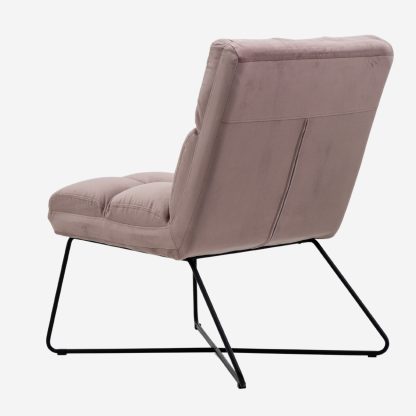 Alba Velvet Armless Chair, Velvet Pink