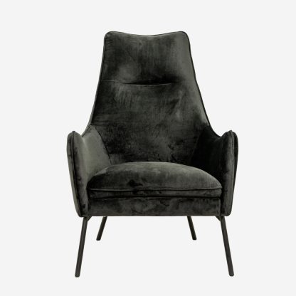 Queen Velvet Modern Arm Chair, Anthracite