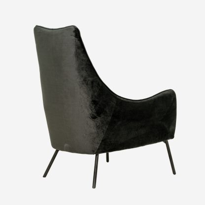 Queen Velvet Modern Arm Chair, Anthracite