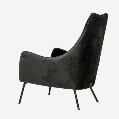 Queen Velvet Modern Arm Chair, Anthracite