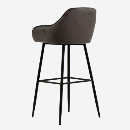 Brooke Velvet Bar Stool, Dark Grey