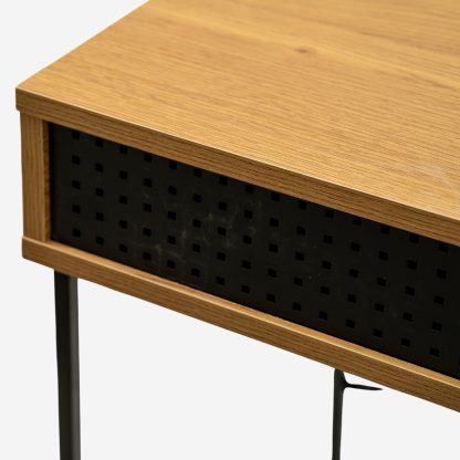 Angus Modern Metal & Wood Office Desk, Oak