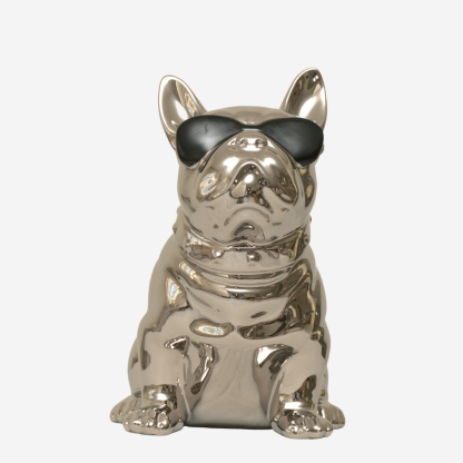 Bull Décor Tissue Box Dog, Silver