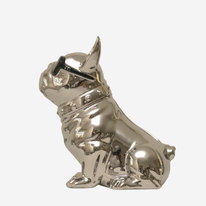 Bull Décor Tissue Box Dog, Silver