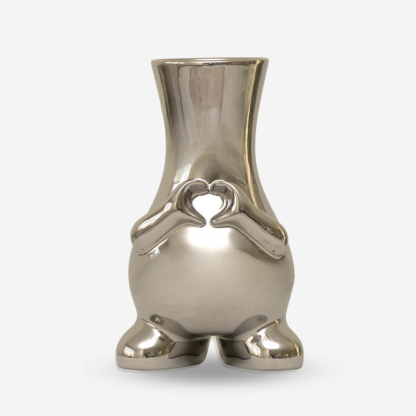 Ceramic Vase Love Gesture, Silver