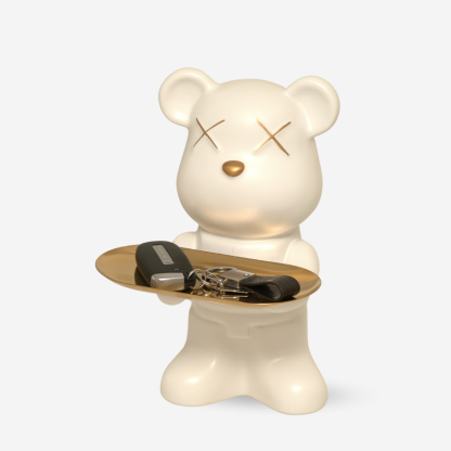 Modern Décor Key Tray Bear, White