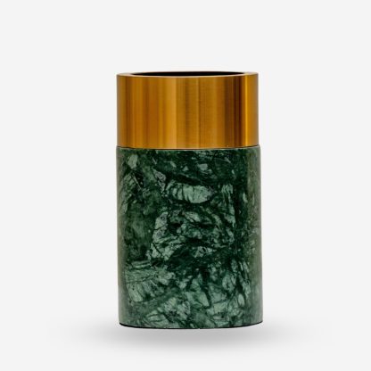 Emperor Vase Marble & Metal Medium, Green & Gold