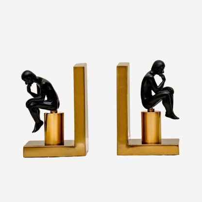 Contemporary Book End Figurines, Black & Gold