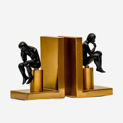 Contemporary Book End Figurines, Black & Gold