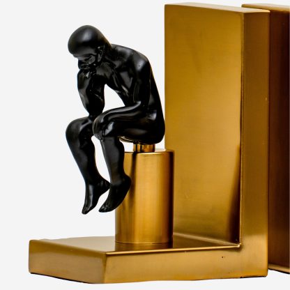 Contemporary Book End Figurines, Black & Gold