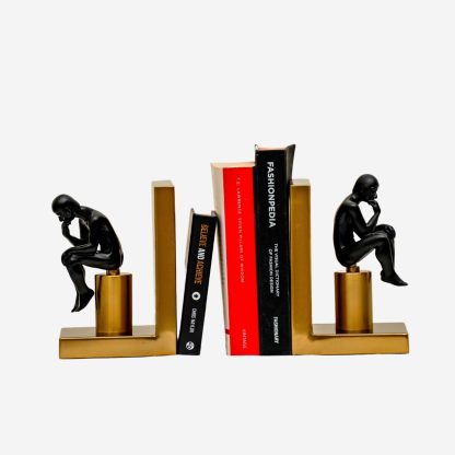 Contemporary Book End Figurines, Black & Gold