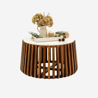 Verla Marble  Coffee Table, White Marble