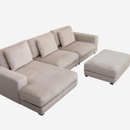 Kayala Sofa, 3 Seater with Left Chaise Lounge , Cream