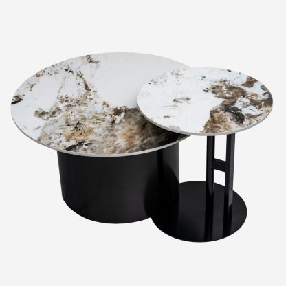 Roma Round Coffee Table, Marble & Steel