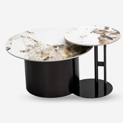 Roma Round Coffee Table, Marble & Steel