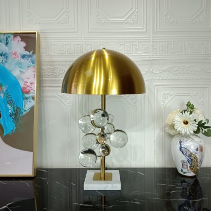 Crystal Table Lamp, Crystal & Gold