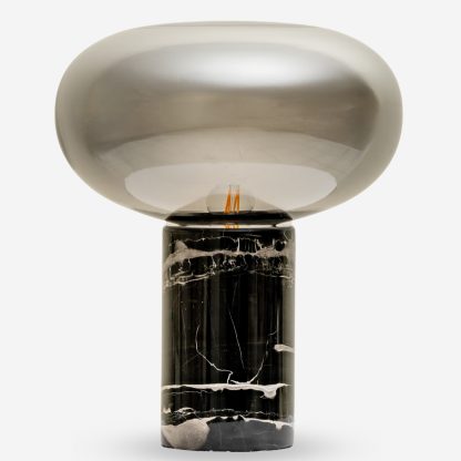Marble Table Lamp, Marble & Smokey Grey Glass
