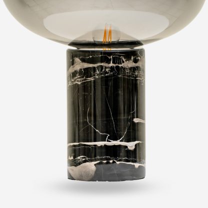 Marble Table Lamp, Marble & Smokey Grey Glass