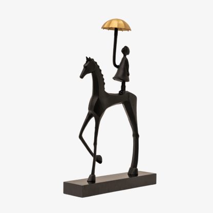 Deco Horse and Lady, Black Iron