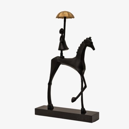 Deco Horse and Lady, Black Iron