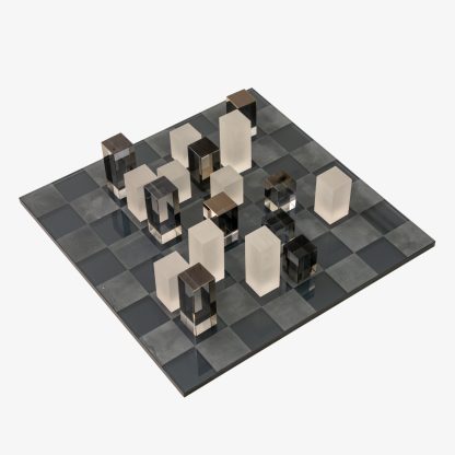 Deco Chess Board, Glass Black