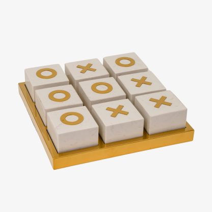 Metal Tic Tac Toe Game, Gold & White