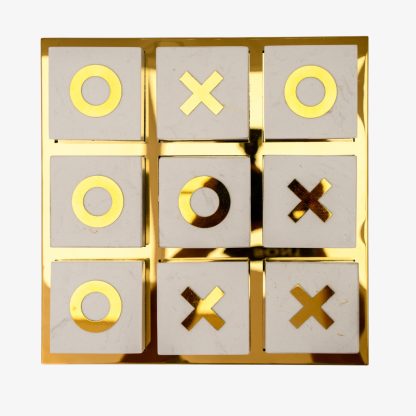 Metal Tic Tac Toe Game, Gold & White