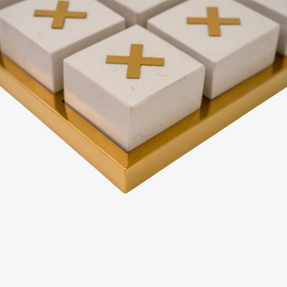 Metal Tic Tac Toe Game, Gold & White