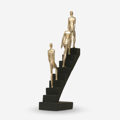 Deco Figurine Climbing Stairs Large, Black & Gold