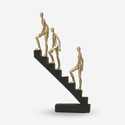 Deco Figurine Climbing Stairs Large, Black & Gold