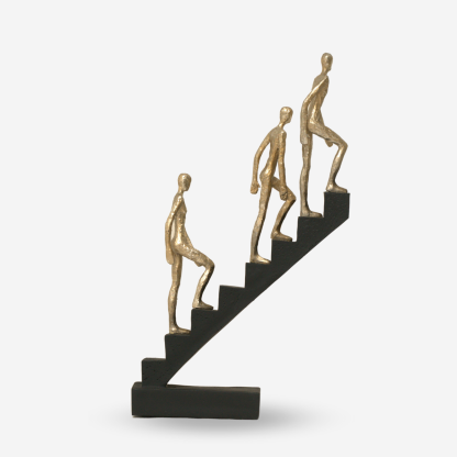 Deco Figurine Climbing Stairs Large, Black & Gold