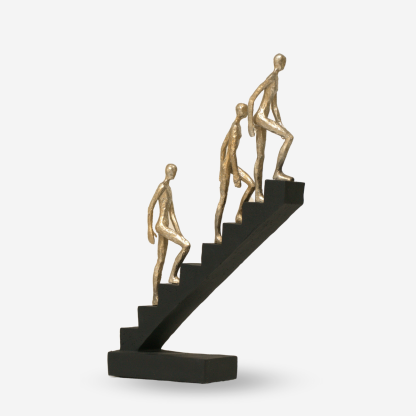 Deco Figurine Climbing Stairs Large, Black & Gold